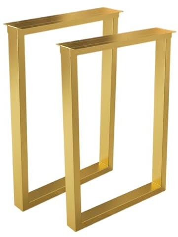Set di 2 gambe per tavolo in metallo resistente, in acciaio industriale, per mobili fai da te, tavolo da pranzo e banco da lavoro, finitura oro, 50 cm x 72 cm