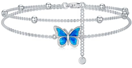 LABBAO Bracelet de cheville papillon en diamant pour femme en argent sterling 925 Lab Grown Diamant Bijoux Cadeaux