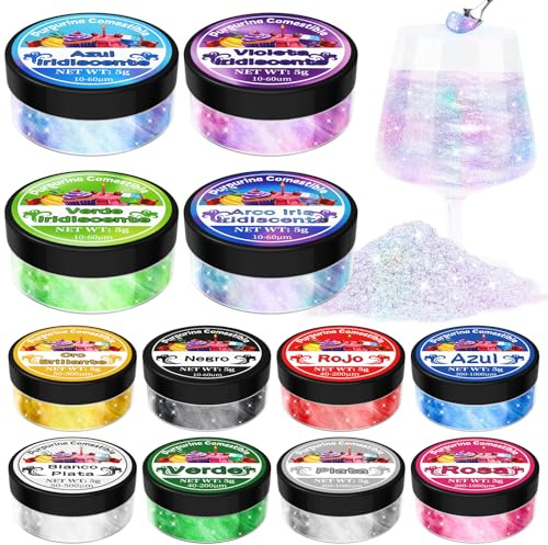 Purpurina Comestible - 12 Colores Purpurina Comestible Reposteria (5g Cada Uno), Glitter Comestible Reposteria, Colorante Alimentario Sin Olor, Ideal Para Chocolate, CóCteles, Fresas Y Pasteles.