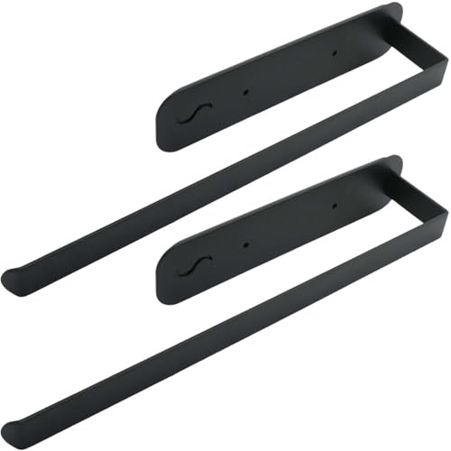 X-BLTU 2 Portarotolo Magnetico da Cucina, Nera, Senza Foratura | Metallo Magnetico Portasciugamani da Parete per Bagno, Armadio, Frigorifero, Forno a Microonde, Casa, Forte Potere