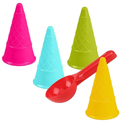 LRXIYODE 1 Satz Farbige Sandspielzeug Set mit Löffeln Teiliges Eiskegel Design für Strand und Sandkasten Leicht für Kinderhände für Garten