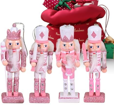 Nudorpn Cascanueces de Navidad | Decoración de Mesa Rosa Navidad Cascanueces Figura, Decoración Coleccionable Figuras Decorativas para Salón Dormitorio Cocina Fiesta para Acción de Gracias