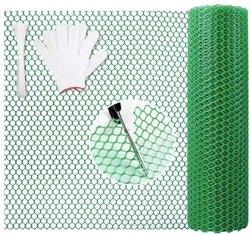 5M Chicken Wire Mesh Roll Coastal-Grade Durability for Home and Garden Fencing Chicken Wire Plastic Mesh Fencing Weather-Resistance for Planting,Garden Netting Mesh&Chicken Pet Fence(Green)