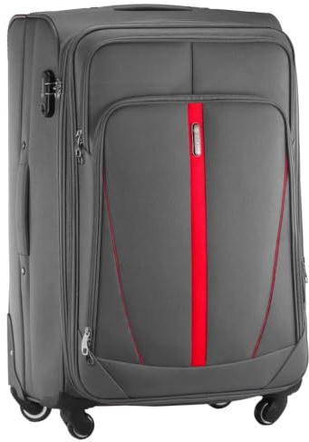 Diamond Großer Weichschalenkoffer XL 28 – Grau, Codura 1200D, 360° Rollen, Zahlenschloss, Erweiterbar, 88–108 L, Leicht & Robust