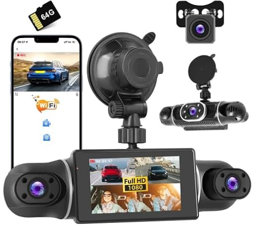Realdio Dashcam Coche 4 Canales 1080P, Vista 360 Grados, WiFi | Realdio Dashcam 1080p 4 Canales con WiFi y Sensor G visión nocturna IR clara para coche SUV furgoneta camión graba