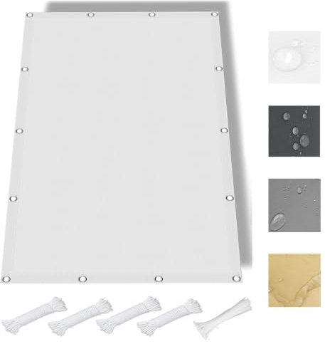 UUZEAI Vela ombreggiante Impermeabile 1.5 x 5.4 m Tenda a Vela Rettangolare Tenda da Sole Protezione UV 95% con Occhielli e Corda per Esterno Giardino Terrazza, Bianco