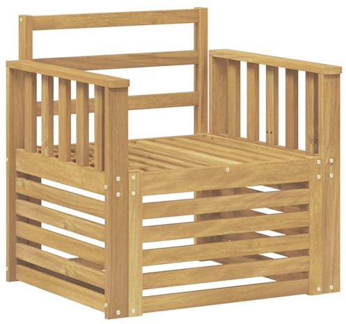 HETFTJN 2-Teiler Gartensofa Set aus Akazienholz Weiß - Modulares Mittelsofa mit Armlehnen, wetterfeste Holz-Sitzgruppe für Balkon und Terrasse, Outdoor Lounge-Sessel, Max. 110kg