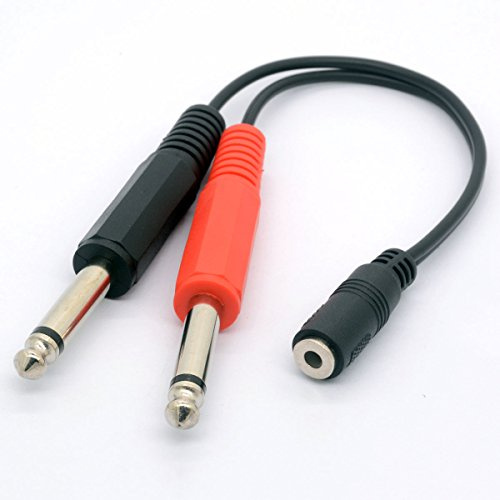 Tomost 3.5mm (Mini) 1/8 TRS Stereo Female to 2 Dual 1/4 (20 CM) | 6.35mm Mono TS Male Y Splitter Cable Audio Adapter Stereo Converter Guitar Amp