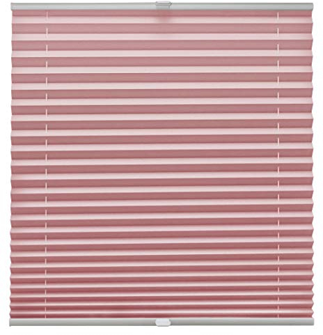Plissee auf Maß Klemmfix für alle Fenster Montage über Klemmträger bis 27mm Faltrollo Blickdicht Sonnenschutzrollo Fenster-rollo Rosa Breite: 30-40 cm, Höhe: 101-150 cm