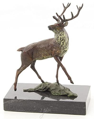 Casa Padrino Lyxig dekoration bronsfigur rödhjort flerfärgad/svart 12,5 x 7,4 x H. 15,2 cm – bronsskulptur