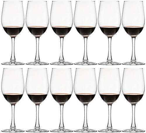 UMI UMIZILI 12 Ounce - Set of 12, Classic Durable Red/White Wine Glasses For Party