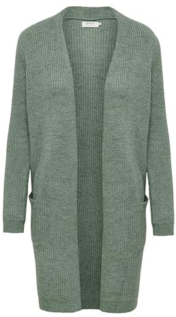 ONLY Damen Lange Strickjacke mit Taschen | Stretch Casual Langarm Gerippt | Open Cardigan Noos ONLJADE, Farben:Grün, Größe:S