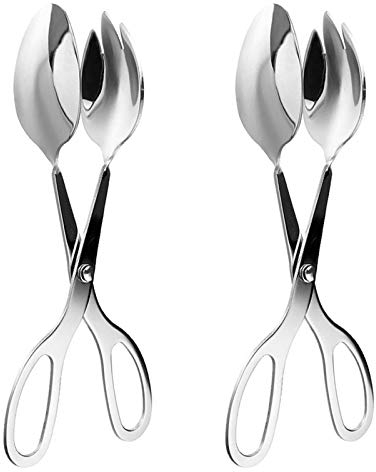 Tadpolez 2Pcs Küche Kochen Zangen,Edelstahl Salatzange Kuchenzange Mehrzweckzange Grillzange Servierzange Gebäckzange Aus Edelstahl Hochglanzpoliert Für Salat,Brot,Kuchen,Buffet,Verschiedene Snacks