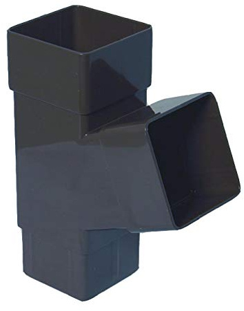 Anthracite Grey Square Downpipe Branch Connector, Freeflow Rain Water Systems