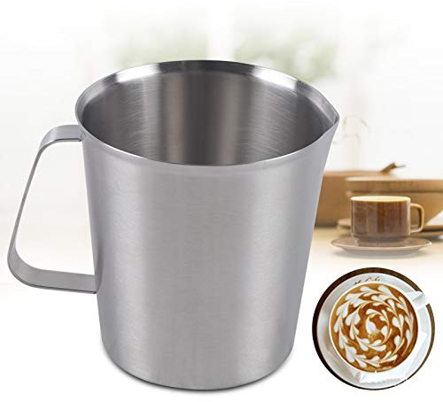 Caraffa dosatrice in acciaio inox 304 con 2 scale graduate e scala ML, misurino in acciaio inox con marcatura del manico (1,0 litri)