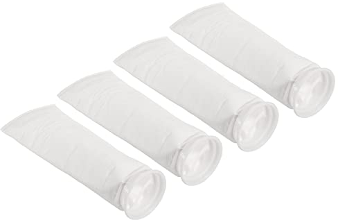 PATIKIL 4 Inch Ring Filter Socks 5 Micron, 4 Pack Mesh Bags Pool Skimmer Basket, White