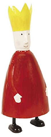 ETC putzige kleine Dekofigur König zum Stellen in rot orange grün mit Krone aus Metall hergestellt in Handarbeit (Rot)