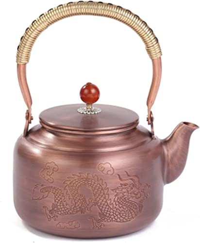 Percolator Coffee Pot 1.3L Copper Teapot Manual Boiling Kettle Coffee Pot Large Capacity Electric Stove Tea Pot Red Copper Tea Set