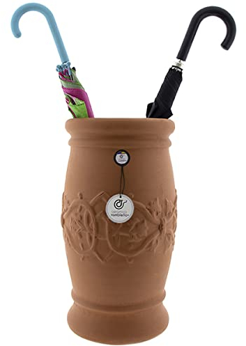 CERÁMICA RAMBLEÑA | Paragüero Original de Barro Rojo - Modelo 10 | Amazon | 22x22x43 cm