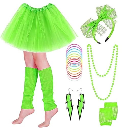 PINEPAN 80er Jahre Outfit Damen 80er Jahre Accessoires Packung mit 19 Stück
