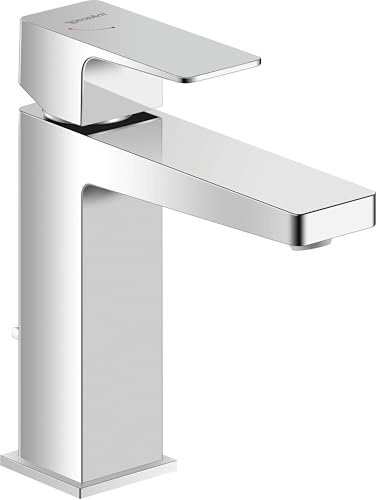 Duravit Manhattan wassersparende Waschtischarmatur,Größe M (Auslauf Höhe 116 mm),energiesparende Waschbecken Armatur (FreshStart),Wasserhahn Bad mit Zugstangen-Ablaufgarnitur,Armatur Waschbecken,Chrom