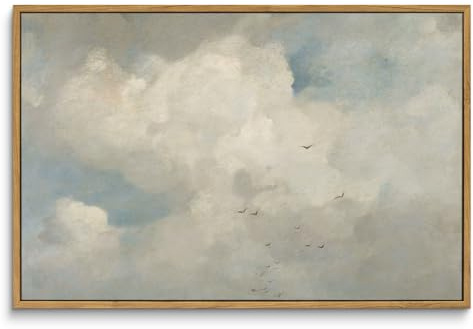 InSimSea Gerahmte Leinwand, Vintage-Dekor, Heimdekoration, klassische Ölgemälde, Himmelswolkendrucke, Vintage-Landschaft, große Wandkunst für Wohnzimmer, Schlafzimmer, Badezimmer, Heimbüro, 40,6 x 61