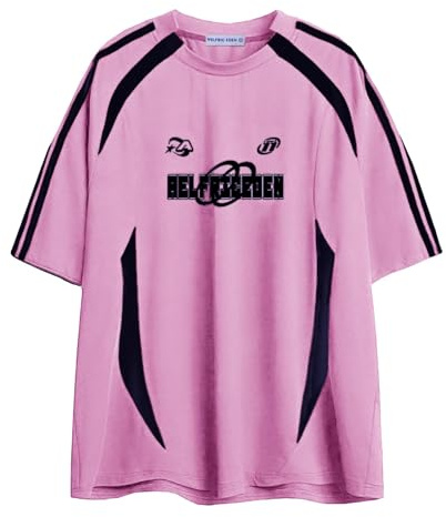 Aelfric Eden Herren Sommer Fußball Shirt Damen Oversized Rundhals Kurzarm Vintage Raglan Jersey Basic Tshirt mit Stripes Casual Oberteile Streetwear