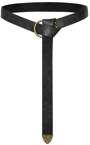 Scarlet Darkness medeltida läderbälte renässans accessoar pirat vikingasjal bälte, Svart, One Size