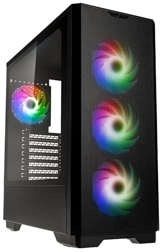 Kolink Unity Solar ARGB Mesh Mid Tower PC Case – High Airflow Mesh Front, 4x ARGB Fans, E-ATX Support, Panoramic Side Glass, Water-Cooling Ready – Black