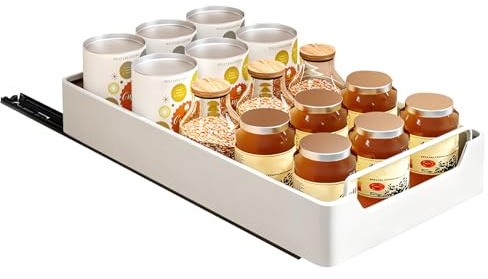 Shunfaji Rangement sous Évier, Organisateur sous Evier Tiroir Coulissant à Extraction avec Poignée, sans perçage, Rangement et Organisation de Cuisine (43 x 20 x 7cm)