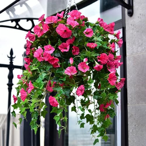 HOPASRISEE Flores artificiales de simulación UV, resistentes a los rayos UV, flores artificiales para interiores y exteriores, decoración de macetas colgantes y ventanas (1, A)