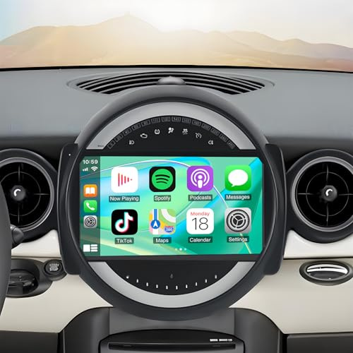 Radio estéreo para Coche Mini Cooper R56 2007-2013 Pulgadas con visualización táctil para Coche Receptor de Radio con inalámbrico/Cable Carplay Android Auto GPS Navigation Head Unit Bluetooth WiFi