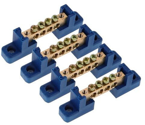OSALADI 4pezzi Barra Di Distribuzione in Rame Morsettiera Per Messa Terra Terminale Elettrico Per Quadri Di Distribuzione Base Isolante Resistente Uso Industriale e Navale
