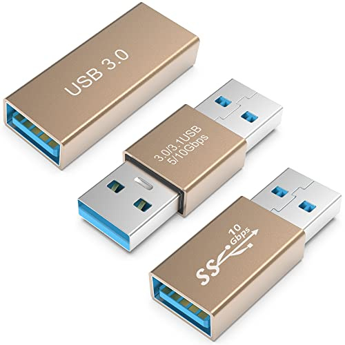 HIEbee 3arten USB 3.0 apters kit, USB 3.0 weiblich zu weiblich und männlich zu männlich und weiblich zu männlich, High Speed Convert Extension Coupler Connector konvertieren, Gold
