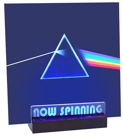 Now Drehbarer Schallplattenständer – Beleuchtungshalter, Holz-LP-Display mit LED-Lichtern in mehreren Farben, Zubehör und Geschenke für Vinyl-Liebhaber