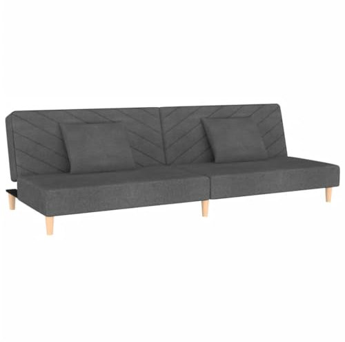 ULUYYUC Chaiselongue Camping Sofa Schlafcouch Ecksofa - Schlafsofa 2-Sitzer mit 2 Kissen Dunkelgrau Stoff für Lounge Party Terrasse Garten
