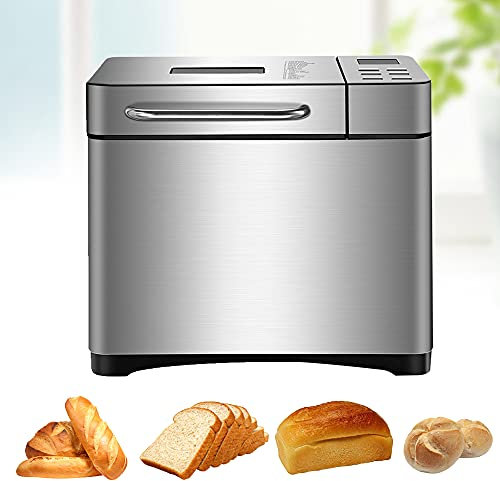 Mudshape 650W Brotbackautomat 500g-1000g 19 Programme Auto Brotbackmaschine Bread Machine Nuss-Spender Edelstahl Brotbackmaschine, W/Digital Touch Panel