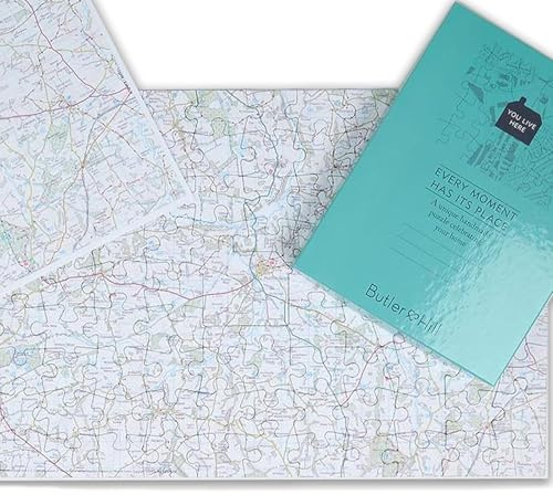 Personalised Topographical 100-Piece Map Jigsaw Puzzle - Custom House-Shaped Centre Piece, Unique Gift with Free Guide Print & Handwritten Message Option