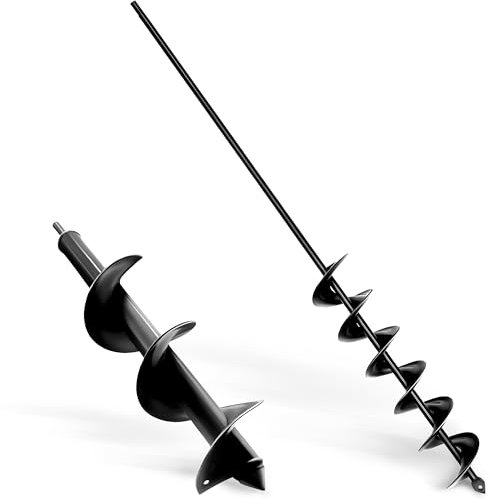 Garden Auger Drill Bit for Planting 5x80cm 9x40cm,Bulb Planting Auger, Post Hole Digger,Fence Post Digger Tool,Auger Post Hole Digger for 3/8 Hex Drive,Black