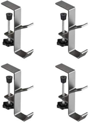 Fenteer 4-teilige Taschenhalter zur Schreibtischmontage, Schreibtisch-Taschenhaken, robuste Klemme für Rucksackaufhänger, Kopfhörerhalter für den Schreibtisch, Silber