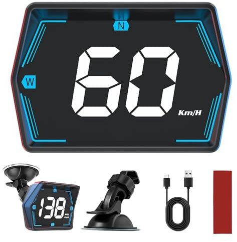 Head Up Display Auto HUD, Digitaler Auto Tachometer Anzeige MPH/KMH, Geschwindigkeitsmesser Universal HD Digital Speedometer mit GPS + Beidou Dual-Chip für Alle Autos, USB Plug and Play