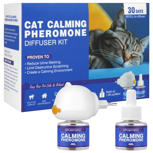 Aomig Beruhigungsspray für Katzen 3Pcs Beruhigendes Pheromon Set mit Stecker Entspannungs Mittel für Katzen Gesichtspheromone für Katzen Pheromon Beruhigender Beruhigungsdiffusoren Reisen Freien(96ml)