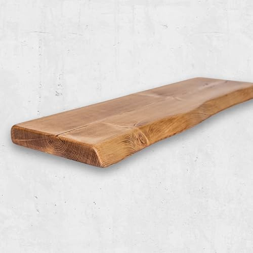 Rustic Floating Shelf with Dark Oak-Style Finish 120cm – Reclaimed Wood Shelf for Wall, Mantel, Radiator, Wooden Fireplace, Plank, Wall Mount Decor, Room Decor, Living Room, Kitchen, or Bedroom
