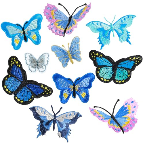 BOHUIZ 10 Stück Schmetterling Flicken zum Aufbügeln, Bügelflicken Aufbügel Patches Patches Zum aufbügeln Kinder Bügelbilder für Jeans, Jacken, Kinderbekleidung, Tasche, Mützen
