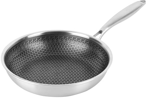 KARL HAUSMANN Edelstahl Pfanne Ø 28 cm mit Honeycomb Struktur - Kratzfeste Antihaft Pfanne für Induktion & Gas - Bratpfanne mit Wabenstruktur & gleichmäßiger Hitzeverteilung