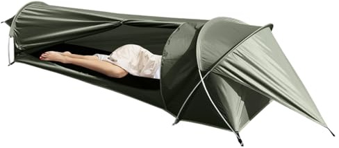 Rucksackzelt, kleines Packmaß, Zweimannzelt und Einmannzelt - ultraleichtes 1‑Personen Campingzelt 230×76 cm aus PU3000/PU4000 Oxford mit Aluminium‑Stangen & Windleine, ideal Outdoor-Abenteuer