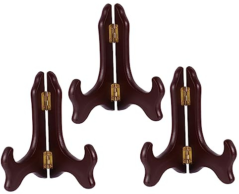 LOORGVEL Espositore Pieghevole in Legno Naturale 12,8 Cm Cavalletto Portaoggetti da Tavolo per Cucina, Sala da Pranzo e Galleria D’Arte – Set 3 Pezzi