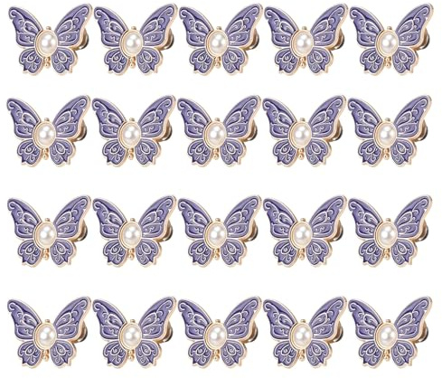 ZhuiFengAA 30pcs Butterfly Pants Waist Tightener, Detachable Alloy Butterfly Jean Buttons Clips, No Sew, Women Jeans Waist(Purple)