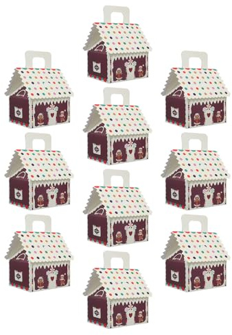UPKOCH 10 Piezas Caja de Galletas y Dulces para Navidad Halloween Bodas Fiestas Navideñas Cajas de Dulces Forma de Casa