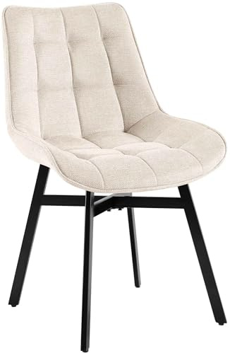 CLP Chaise de Salle à Manger rembourrée avec Dossier Colby, Chaise de Cuisine avec revêtement capitonné, supporte jusqu'à 140 kg, Couleur:crème, Matériel:Tissu